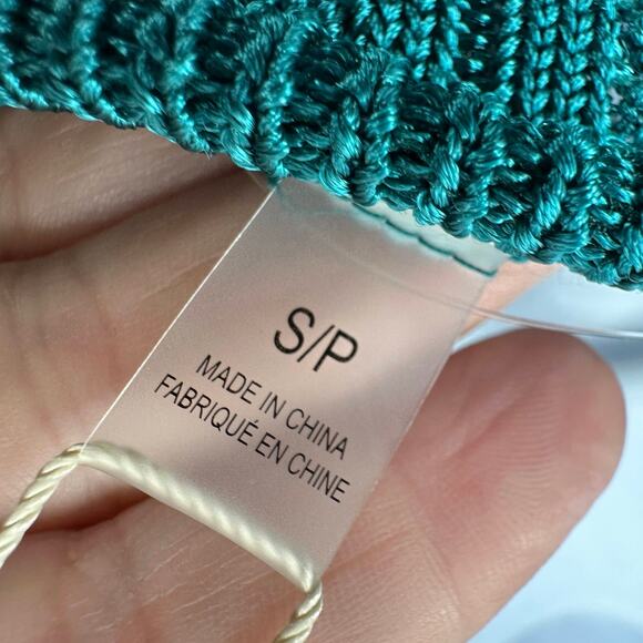 Elie Tahari Pullover Sweater WMNS S Dark Team Textured Ribbed Knit Short Sleeve - Picture 11 of 13